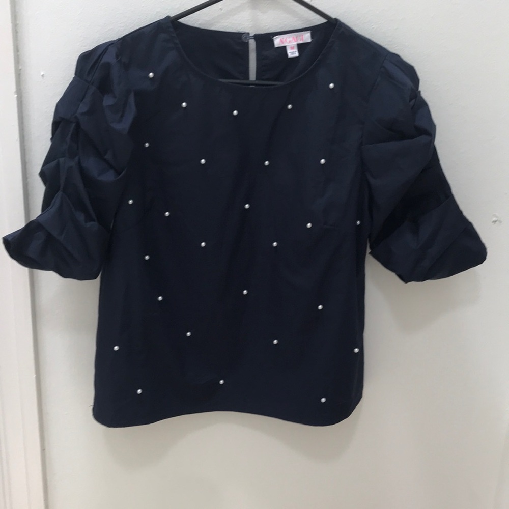 Ruffle Navy Top